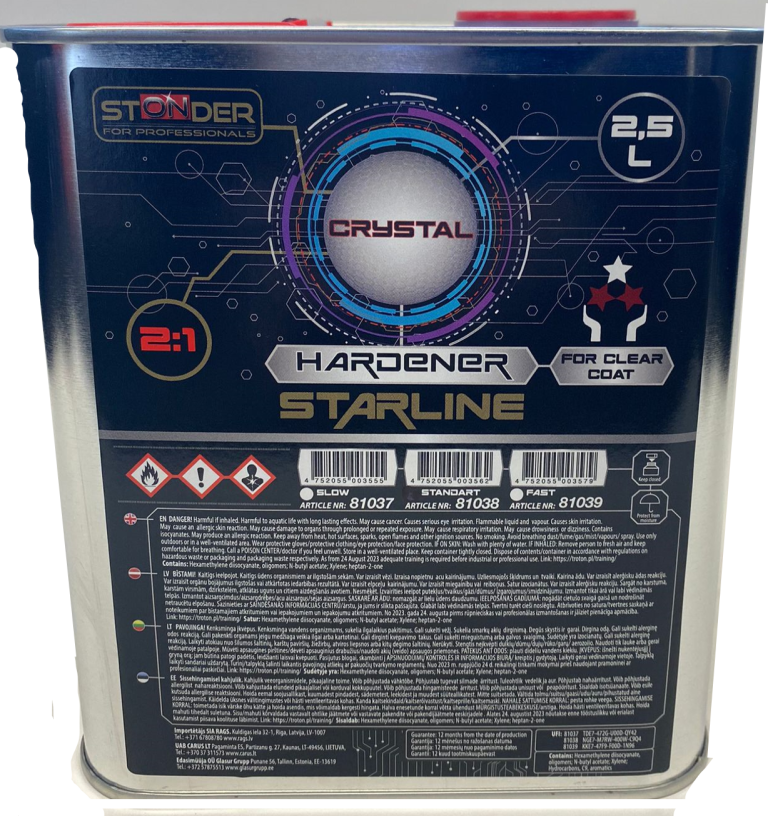 STONDER STARLINE VHS hardener 2.5 L standard (Crystal) (price per litre)
