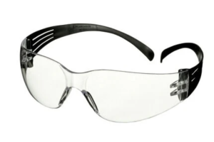 3M clear safety goggles, black frame, anti-fog and anti-scratch coating